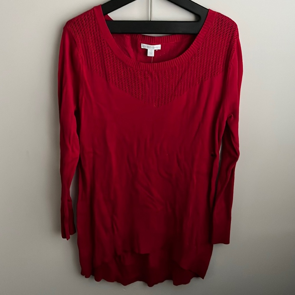 New York & Company long sleeve tunic red sweater M